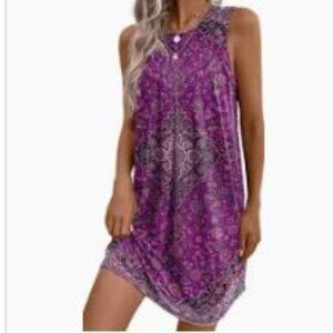 Purple Floral Sleeveless Shift Dress